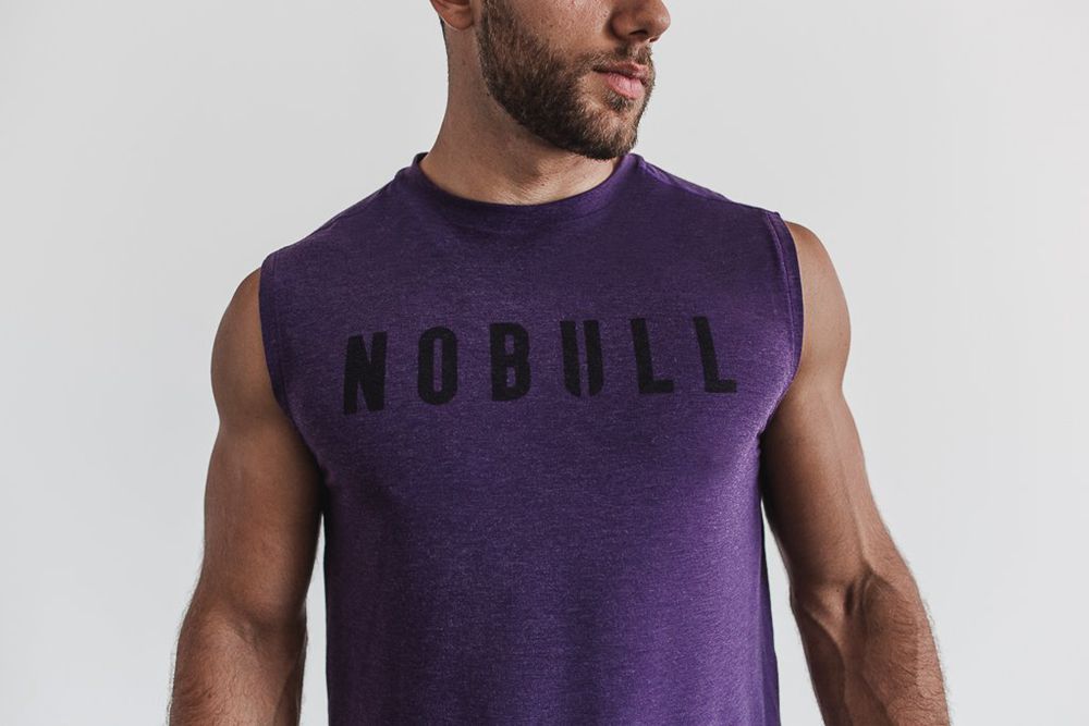 T-Shirts NOBULL Homme Violette - NOBULL Sin Mangas,France (6352-EBOHT)